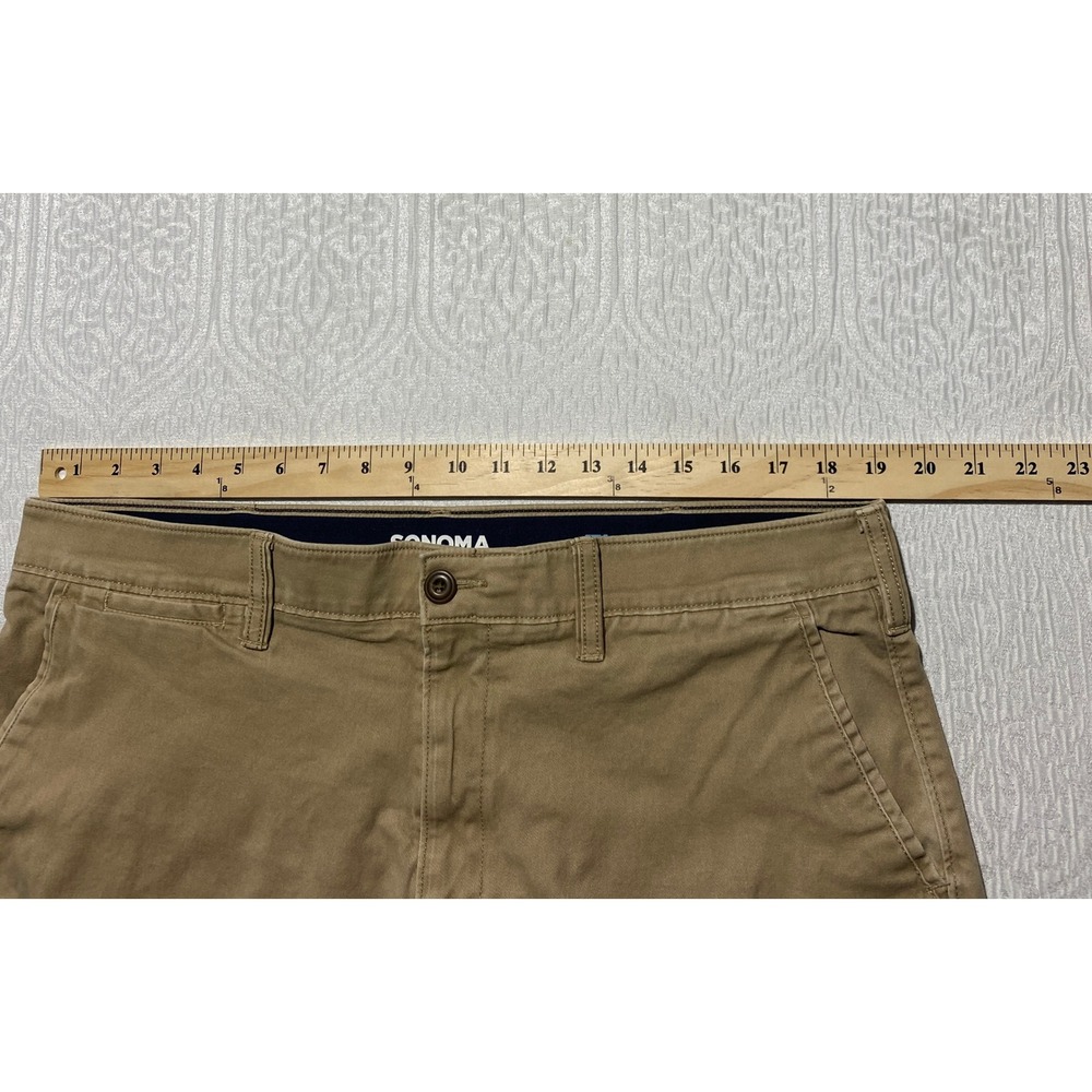 Sonoma Goods For Life Mens Flexwear Khaki Chino Shorts Tan Size 38 Stretch - Picture 3 of 9
